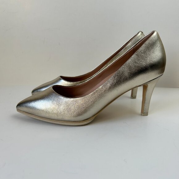 Cole Haan Shoes Gold Grand 360 Ambition Pumps Pointed Toe Stiletto - Picture 3 of 13